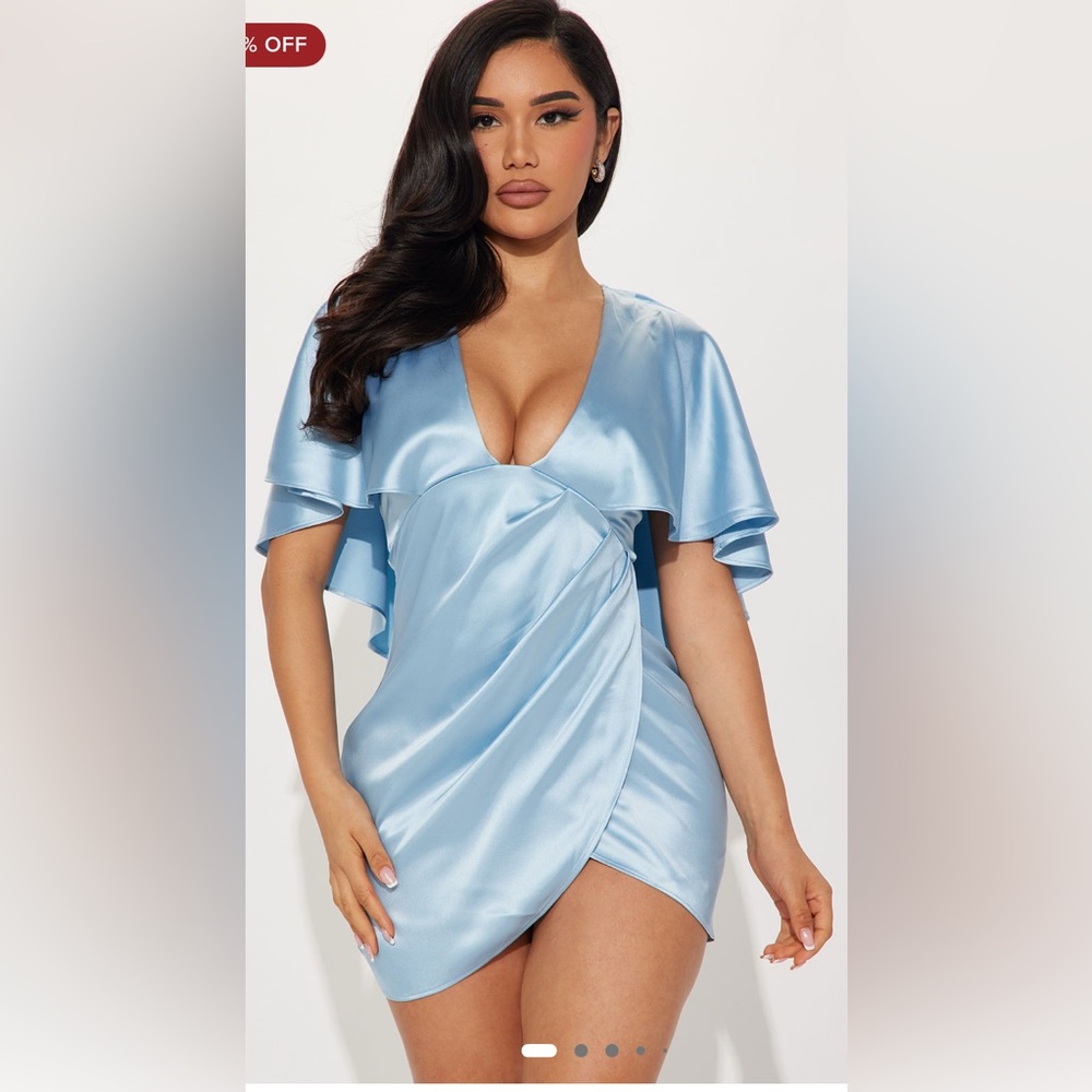 Fashion Nova Light Blue Asymmetrical Dress